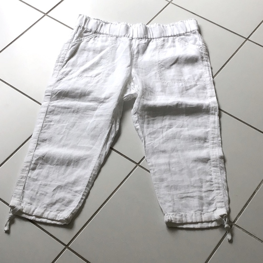 Pure Jill white linen cropped pants
